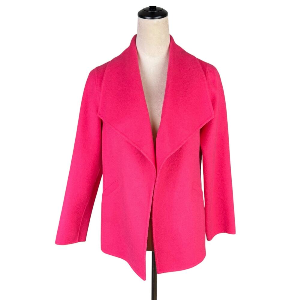 Talbots Petites Wool Blend Solid Hot Pink Felt Business Casual Blazer Jacket